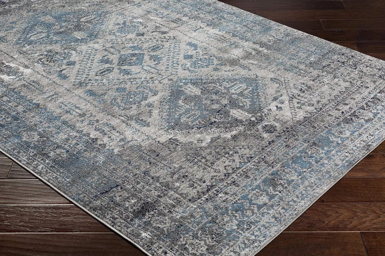Livabliss Desta Vintage Oriental Runner Area Rug,2'7" x 7'3",Blue/Grey