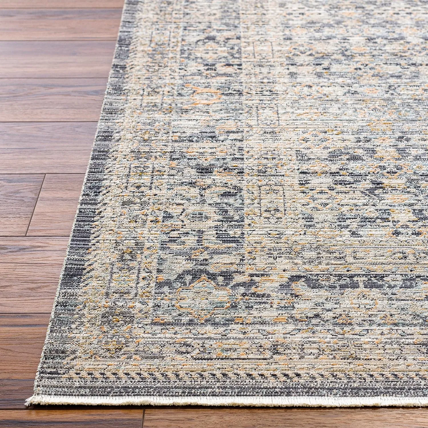 Livabliss x Becki Owens Margaret Vintage Washable Outdoor Runner Area Rug, 2'7" x 7'3", Gray/Charcoal, (7' and under)