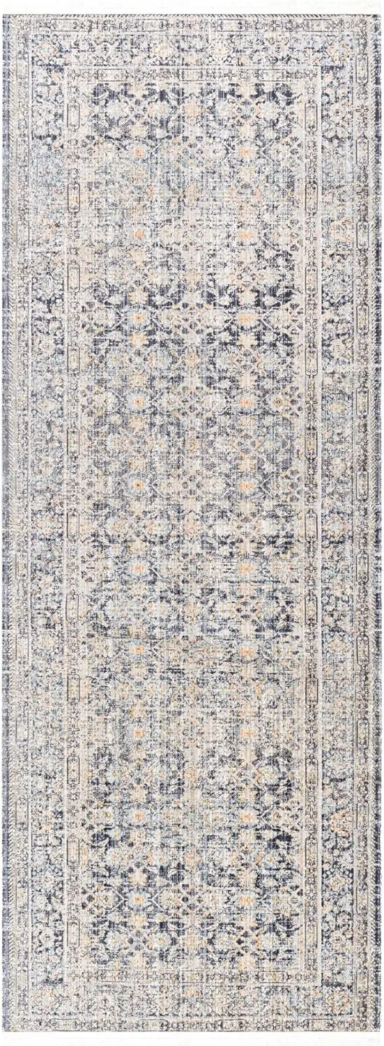 Livabliss x Becki Owens Margaret Vintage Washable Outdoor Runner Area Rug, 2'7" x 7'3", Gray/Charcoal, (7' and under)