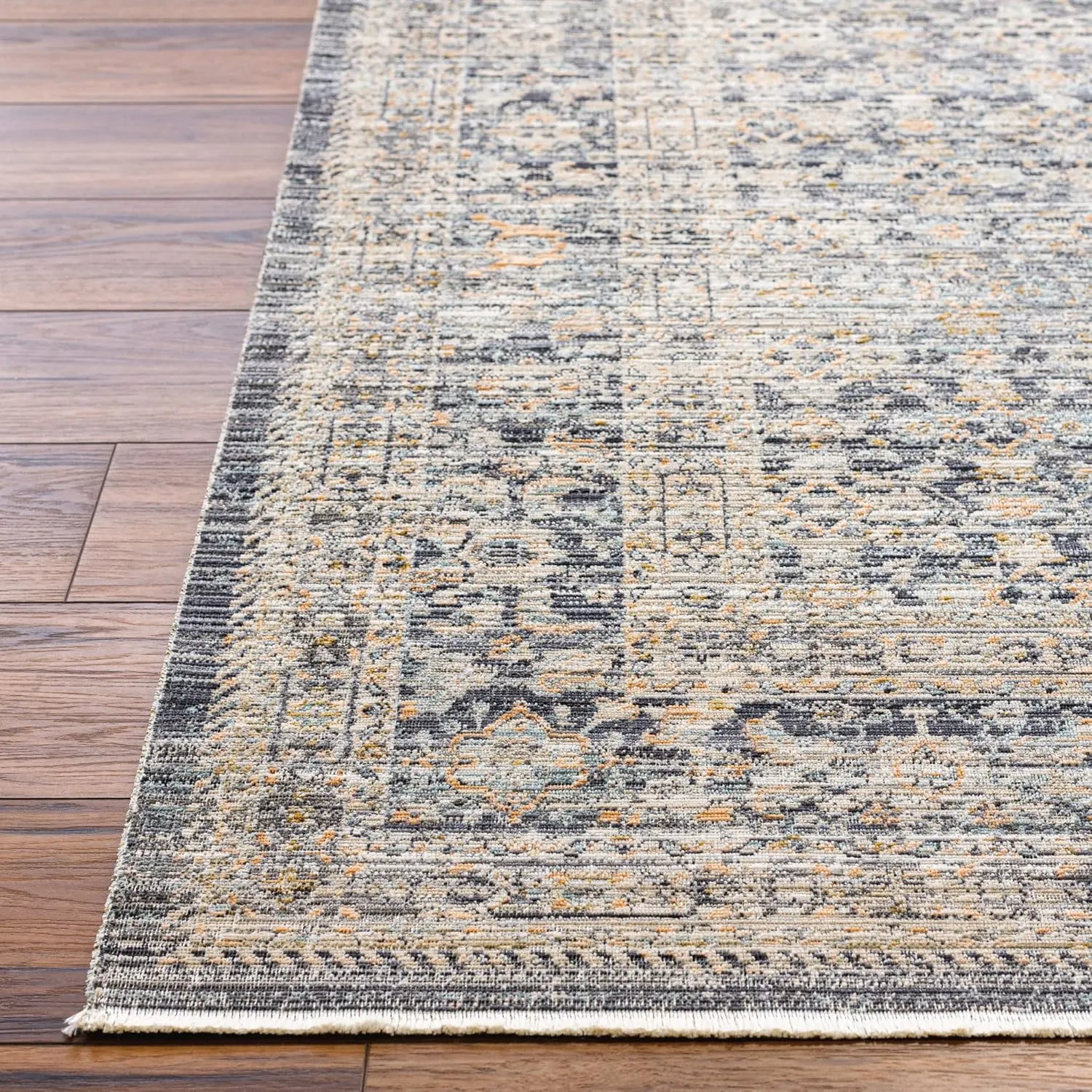 Livabliss x Becki Owens Margaret Vintage Washable Outdoor Runner Area Rug, 2'7" x 7'3", Gray/Charcoal, (7' and under)