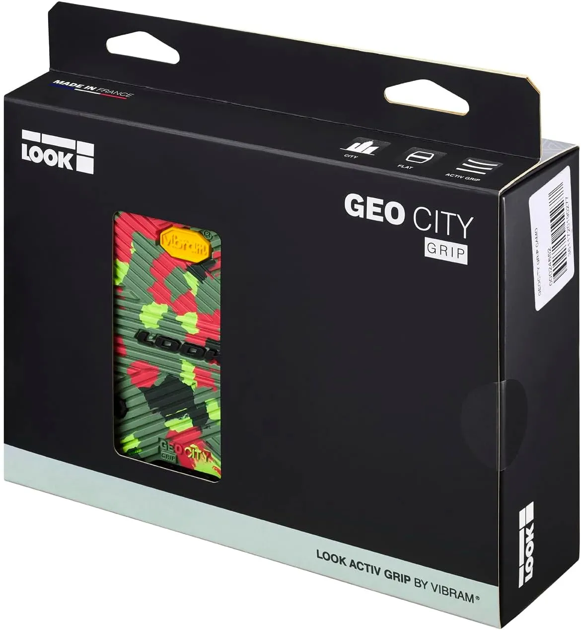 LOOK Cycle - Geo City Grip - MTB Bike Pedals - Flat Pedals - Slip-Proof Safety - Innovative Activ Grip Rubber - Premium High-Performance Urban Bike Pedal - Black