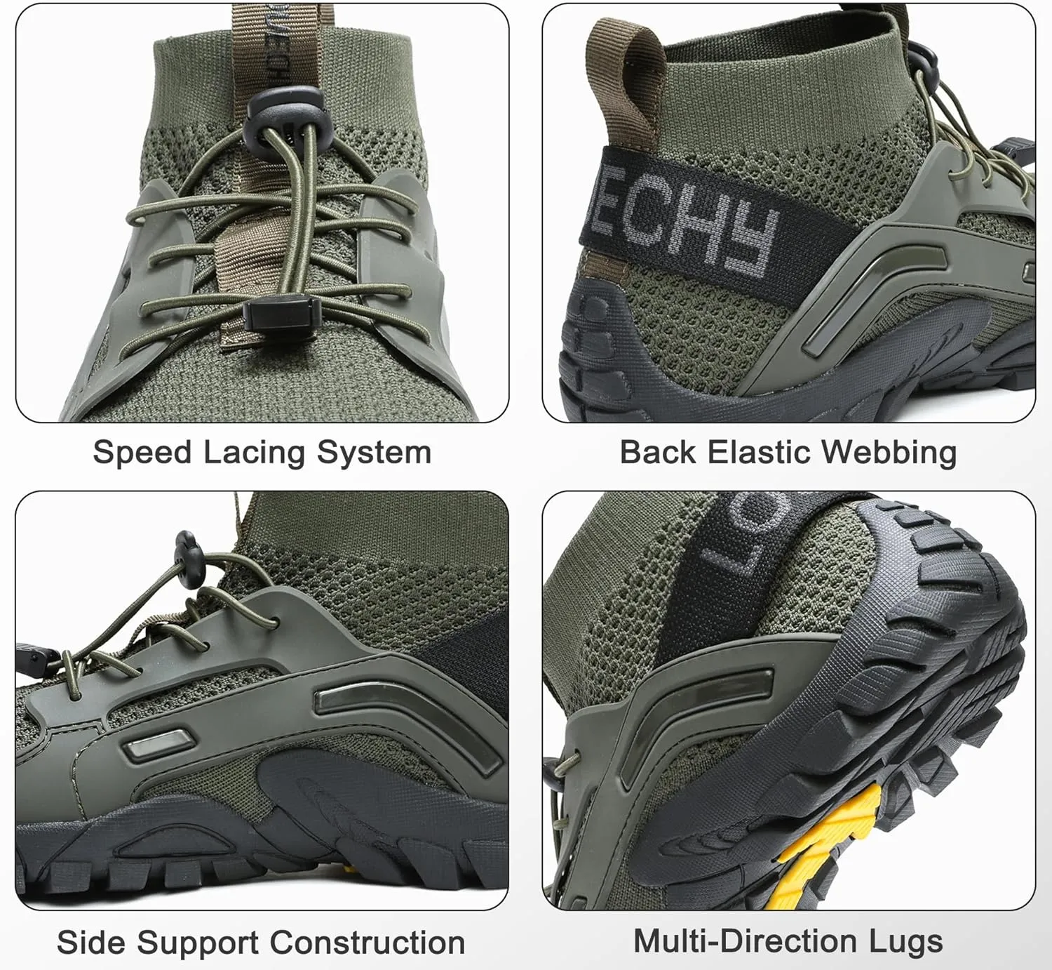 LOUECHY Men's Hiking Shoes Slip-On Walking Shoes Breathable Sock Sneakers