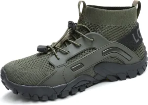LOUECHY Men's Hiking Shoes Slip-On Walking Shoes Breathable Sock Sneakers