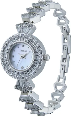 LQ-BB23-06 Women's Jewelry Quartz Watch - Brass Case with Zirconia, Natural Pearl Shell Dial, Adjustable Fan-Shaped Bracelet with Jewelry Clasp, Waterproof