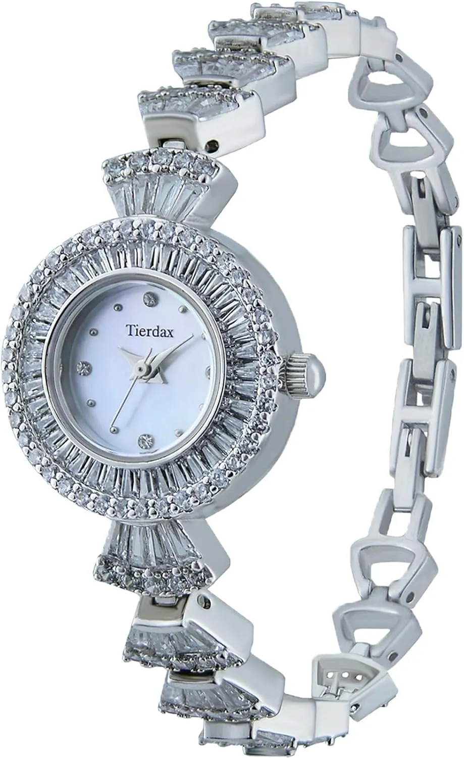 LQ-BB23-06 Women's Jewelry Quartz Watch - Brass Case with Zirconia, Natural Pearl Shell Dial, Adjustable Fan-Shaped Bracelet with Jewelry Clasp, Waterproof