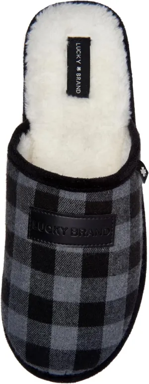 Lucky Brand Men's Plaid Clog Slippers with Memory Foam – Cozy, Stylish Comfort for Every Step