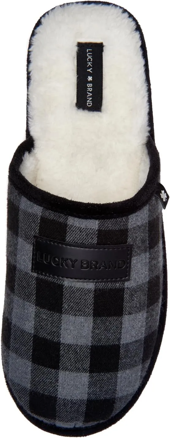 Lucky Brand Men's Plaid Clog Slippers with Memory Foam – Cozy, Stylish Comfort for Every Step