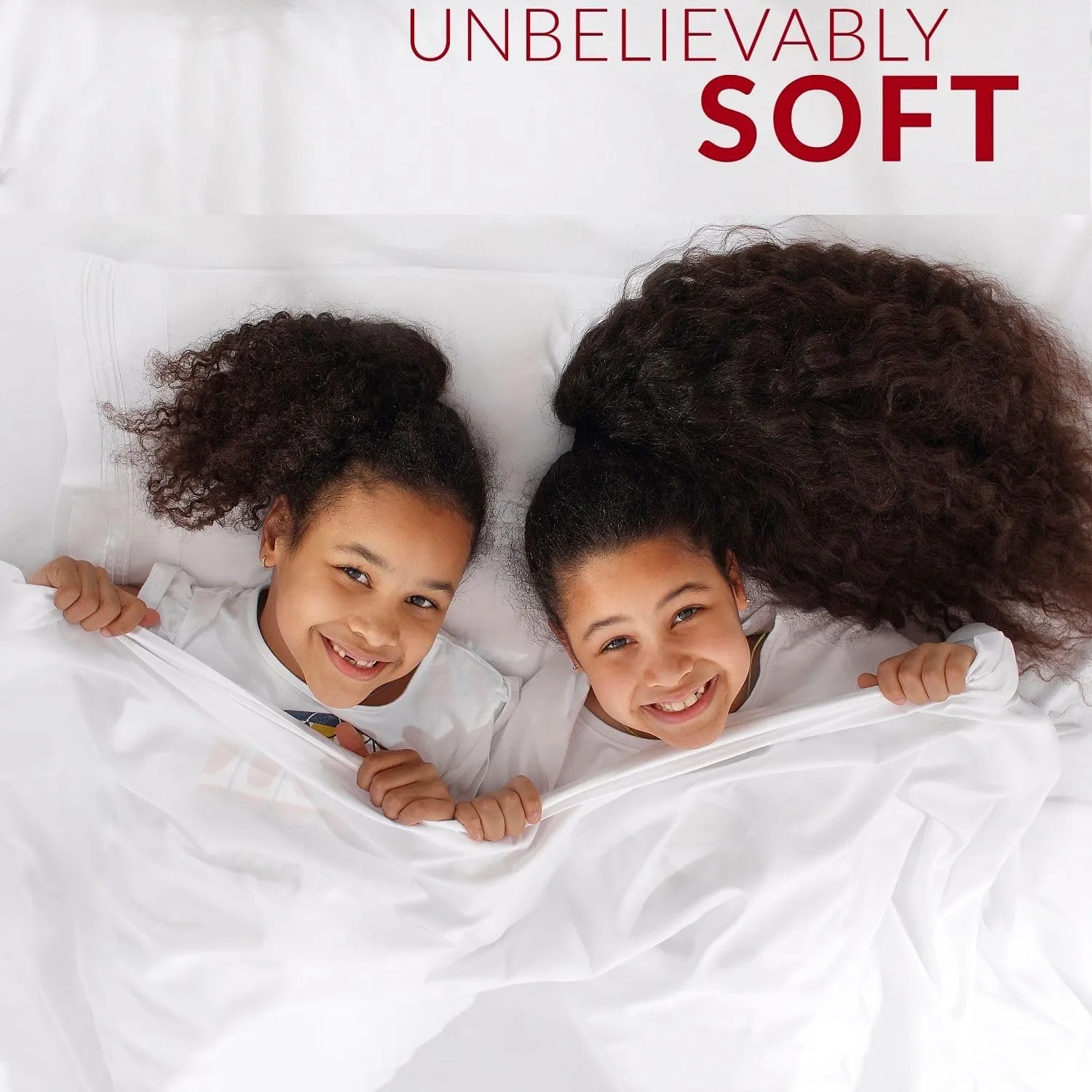 Luxury 1000-TC 100% Cotton Sheets Full Size, Fits 14-18" Deep Pocket, 4 Pieces Sheet Set - 1 Flat Sheet, 1 Fully Elastic Fitted Sheet and 2 Pillowcases (Solid, White)
