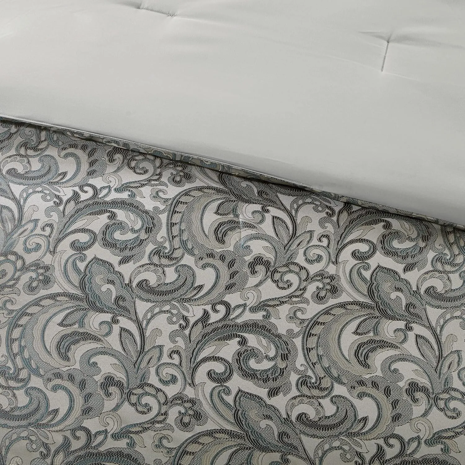 Madison Park Essentials Brystol 24 Piece Room in a Bag Faux Silk Comforter Jacquard Paisley Design Matching Curtains Down Alternative Hypoallergenic All Season Bedding-Set, King (104 in x 92 in), Teal