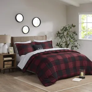 Madison Park Essentials Cozy Bed in A Bag - Reversible Comforter with Complete Sheet Set, Casual Plaid Cabin Design, All Season Cover, Decorative Pillow, Everest Plaid Red King(104"x92") 8 Piece