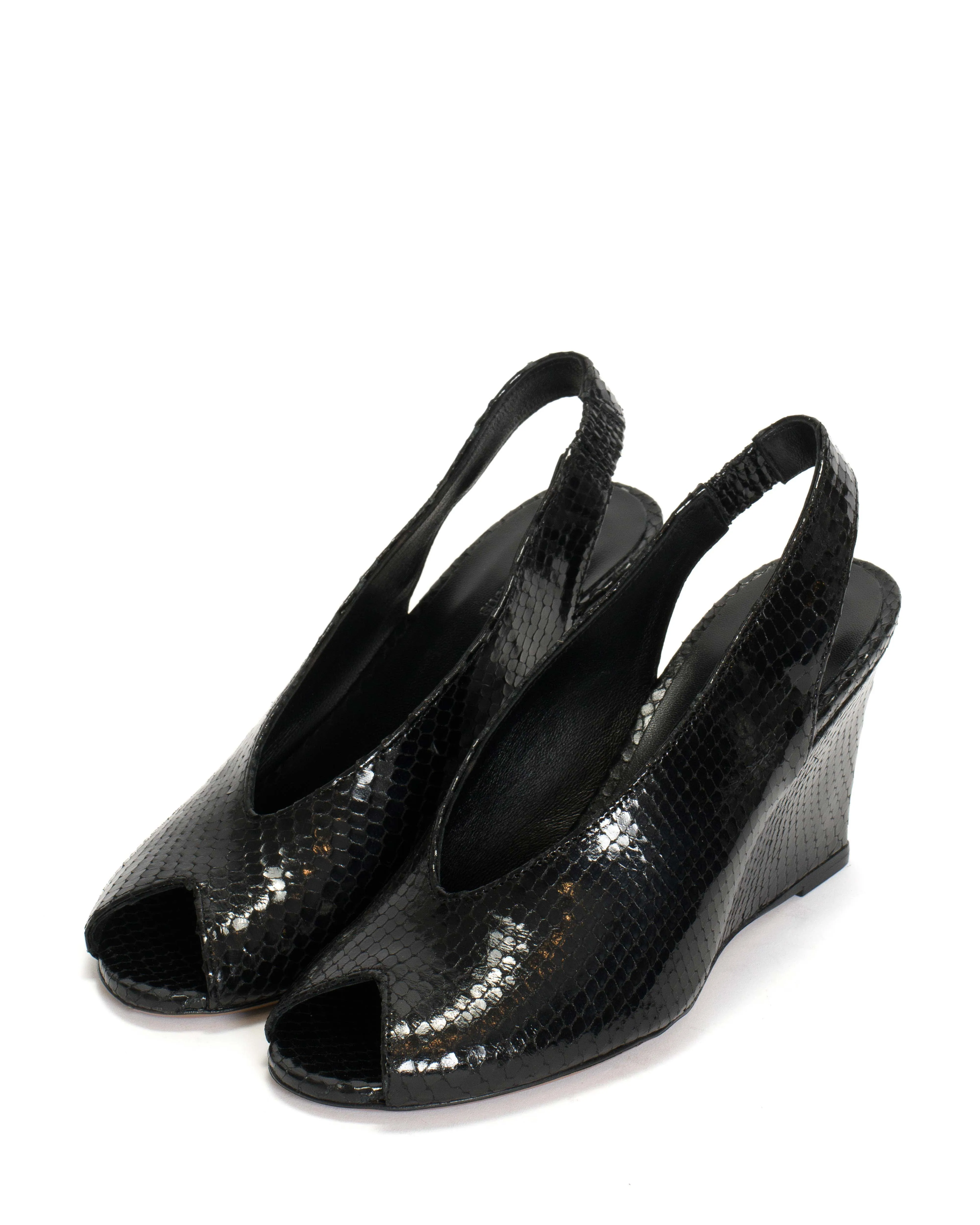 Maia Snake metallic calf Black