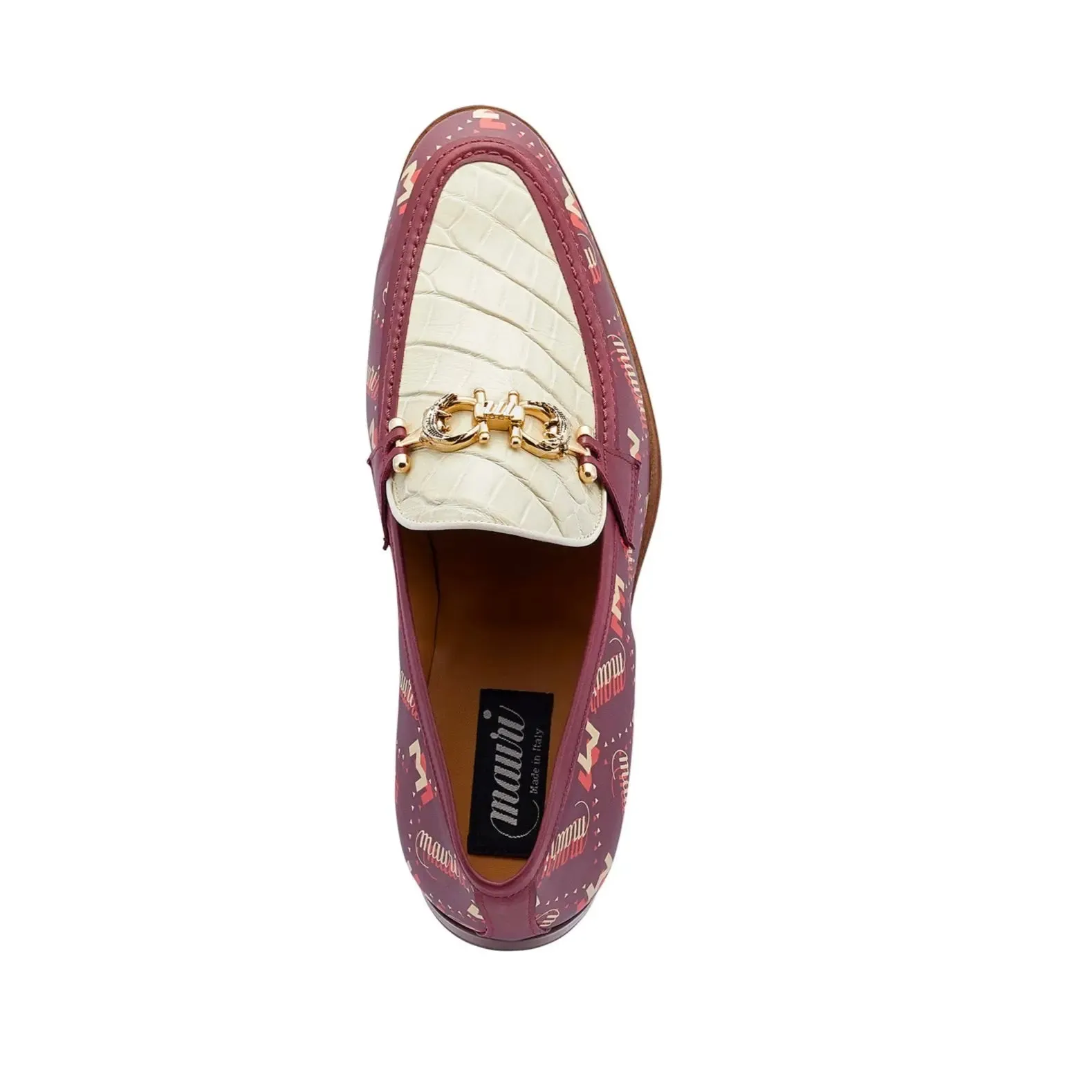 Mauri 4954/1 Ruby Red/Cream Genuine Alligator/Calf/M Shade Print Leather Loafers