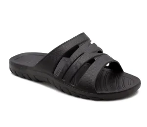 Mens All Black Sliders EVA Lightweight Pool Slides Summer Beach Shower Bathroom House Slipper Mules Sandals Flip Flops