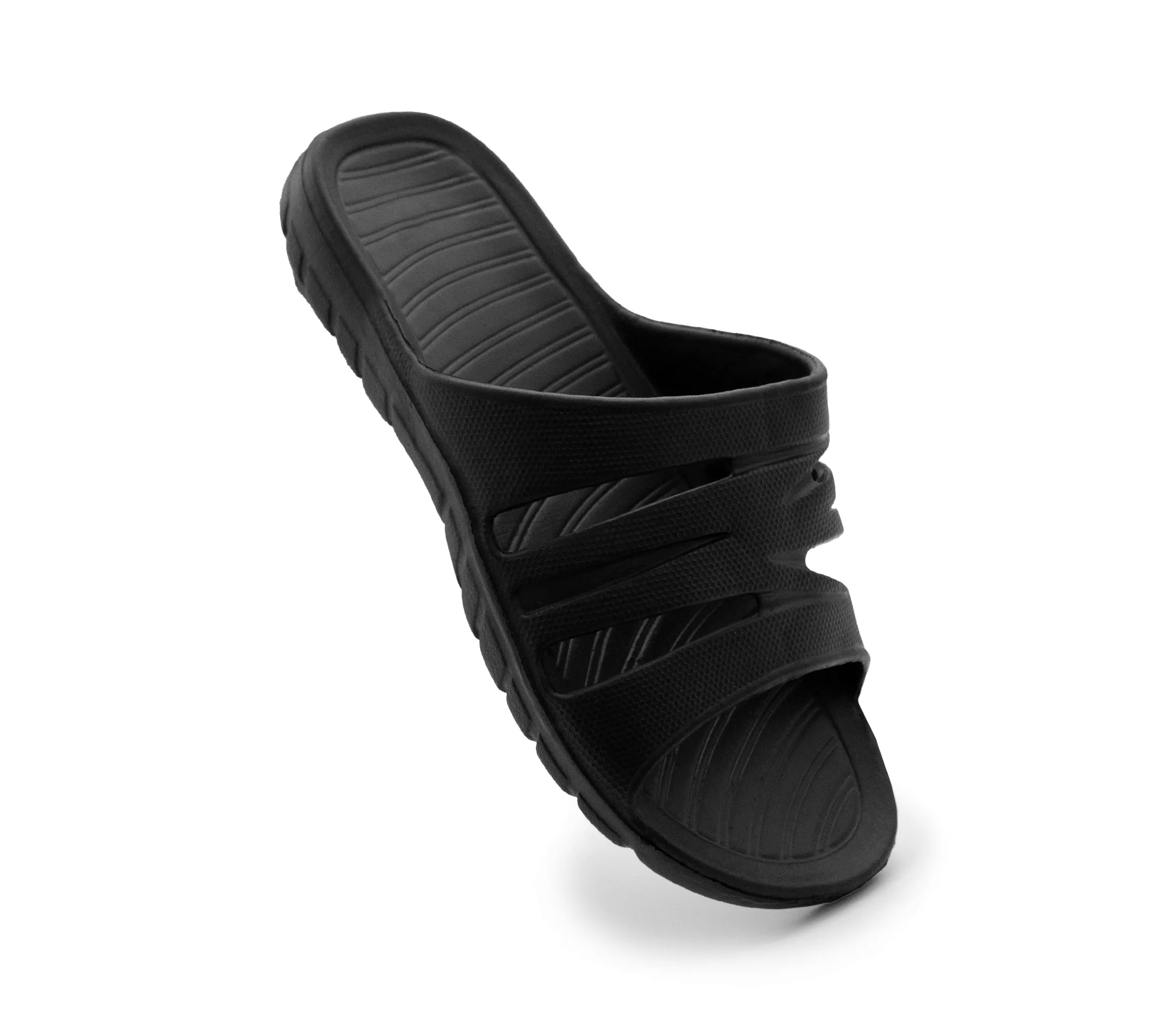 Mens All Black Sliders EVA Lightweight Pool Slides Summer Beach Shower Bathroom House Slipper Mules Sandals Flip Flops