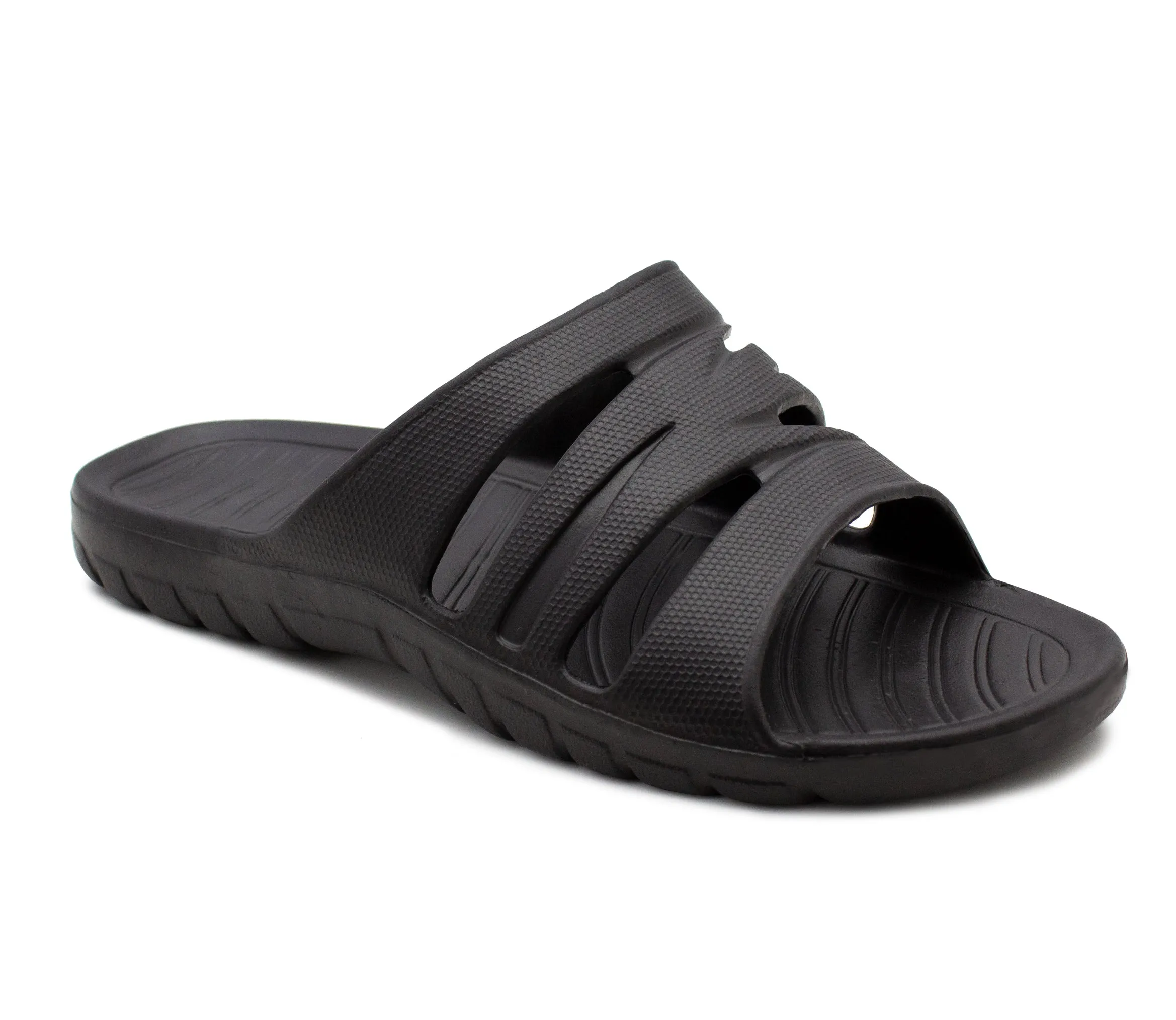 Mens All Black Sliders EVA Lightweight Pool Slides Summer Beach Shower Bathroom House Slipper Mules Sandals Flip Flops