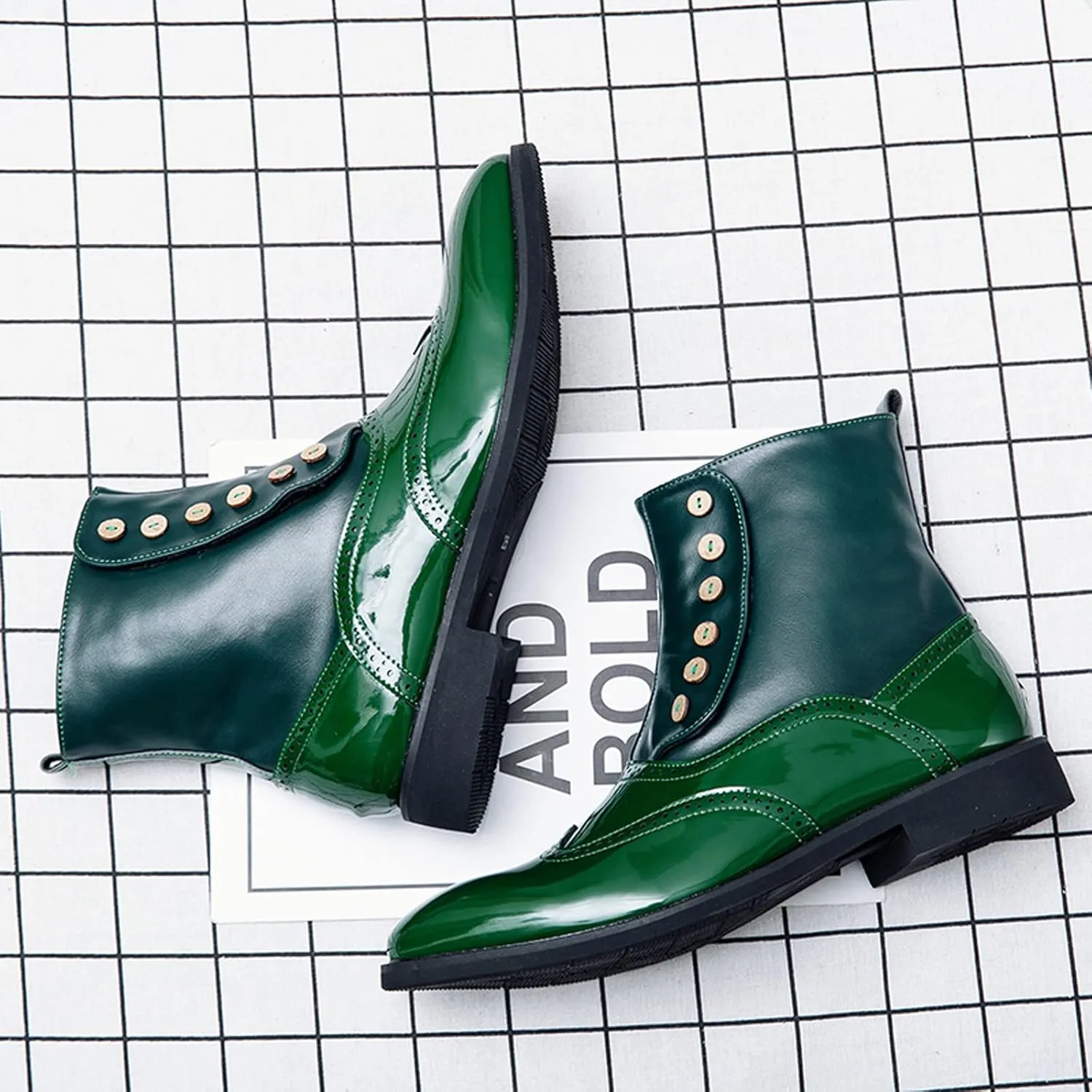Mens Ankle Boots Stylish and Comfort Leather Ankle Boots Slip on High Top Leather Shoes British Fashion Casual Shoes Outdoor Boots