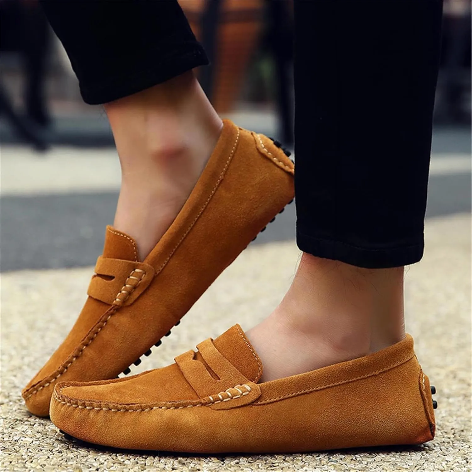 Men's Dress Loafers Slip On Casual Shoes Lightweight Soft Penny Loafers Suede Driving Boat Shoes Moccasins