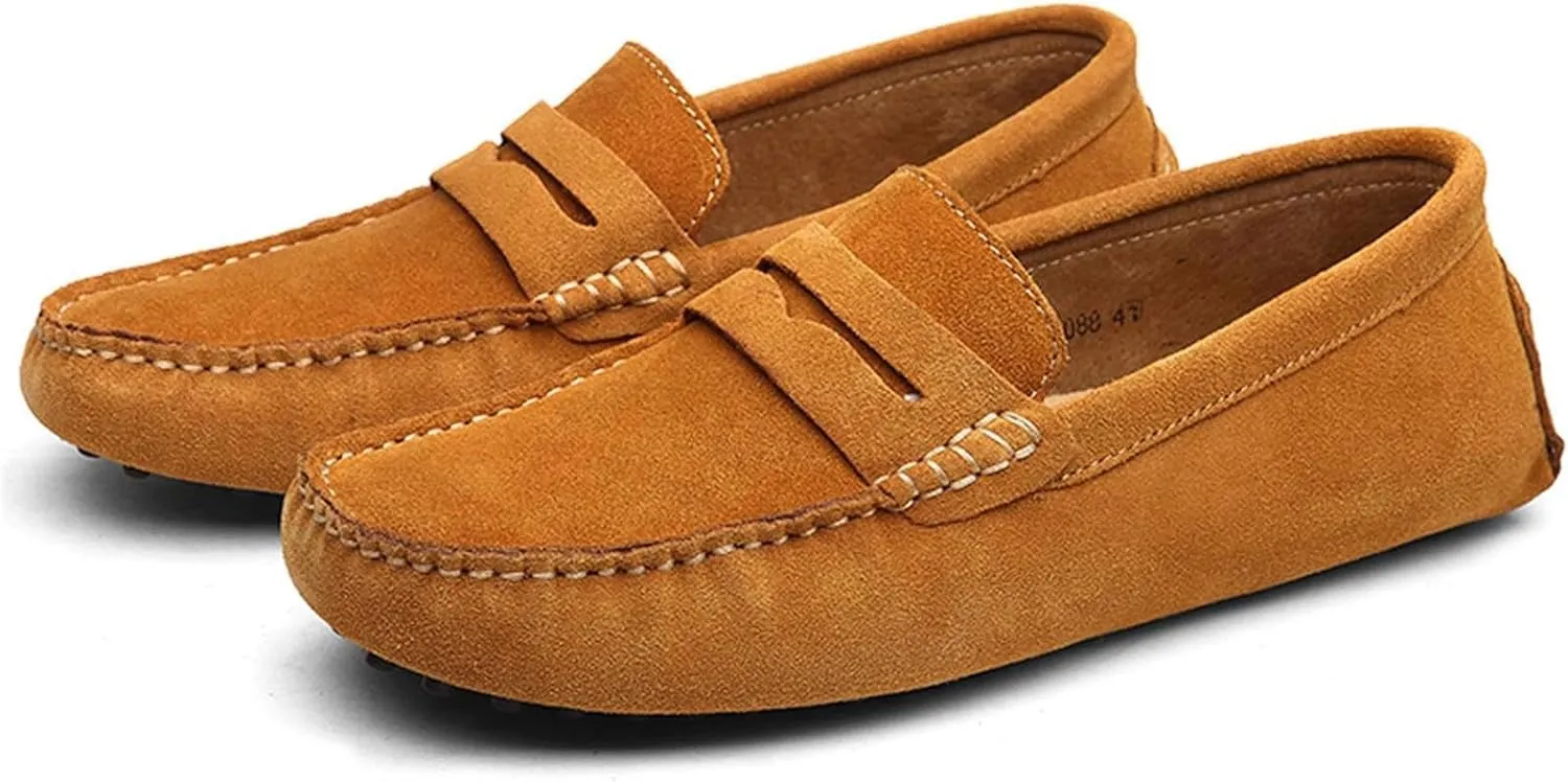 Men's Dress Loafers Slip On Casual Shoes Lightweight Soft Penny Loafers Suede Driving Boat Shoes Moccasins