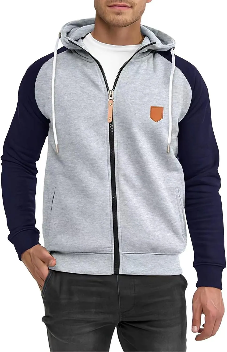 Men's Hoodies Fashion Hooded Sweatshirts Training Long Sleeve Hoodies Casual Zip Up Hoodies Fall Pullover