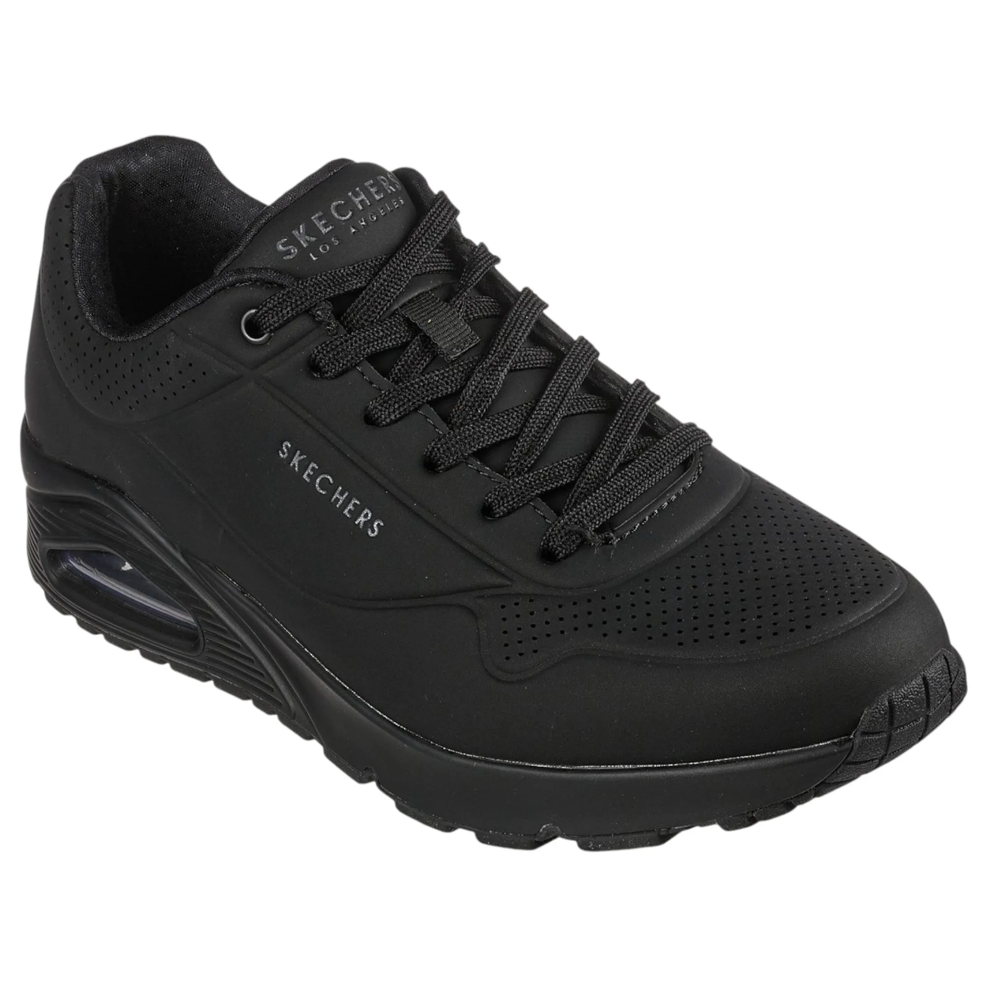 Mens Skechers Uno - Stand On Air Wide Fit Black/Black Sneaker Shoes