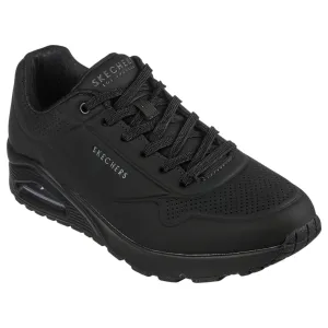Mens Skechers Uno - Stand On Air Wide Fit Black/Black Sneaker Shoes
