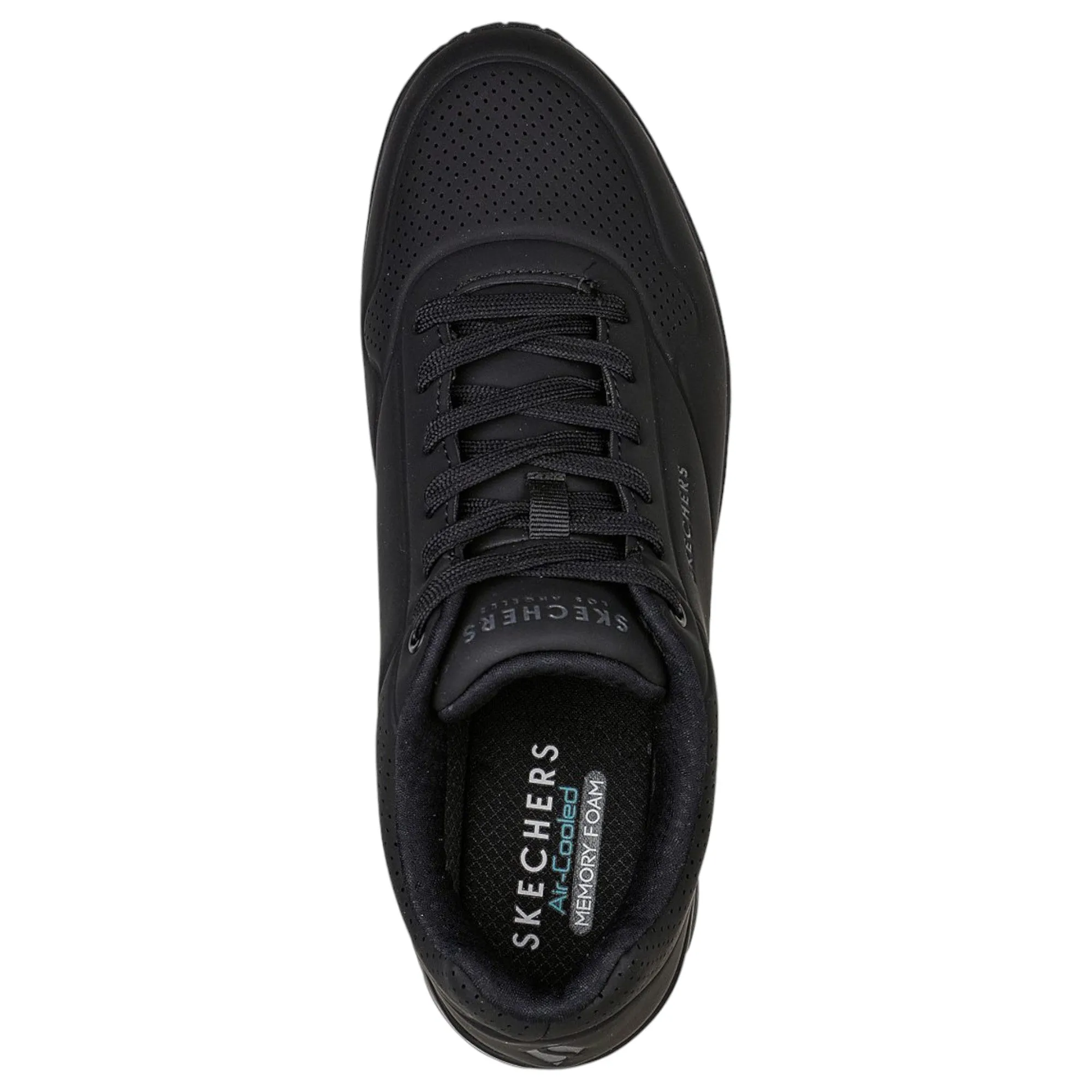 Mens Skechers Uno - Stand On Air Wide Fit Black/Black Sneaker Shoes