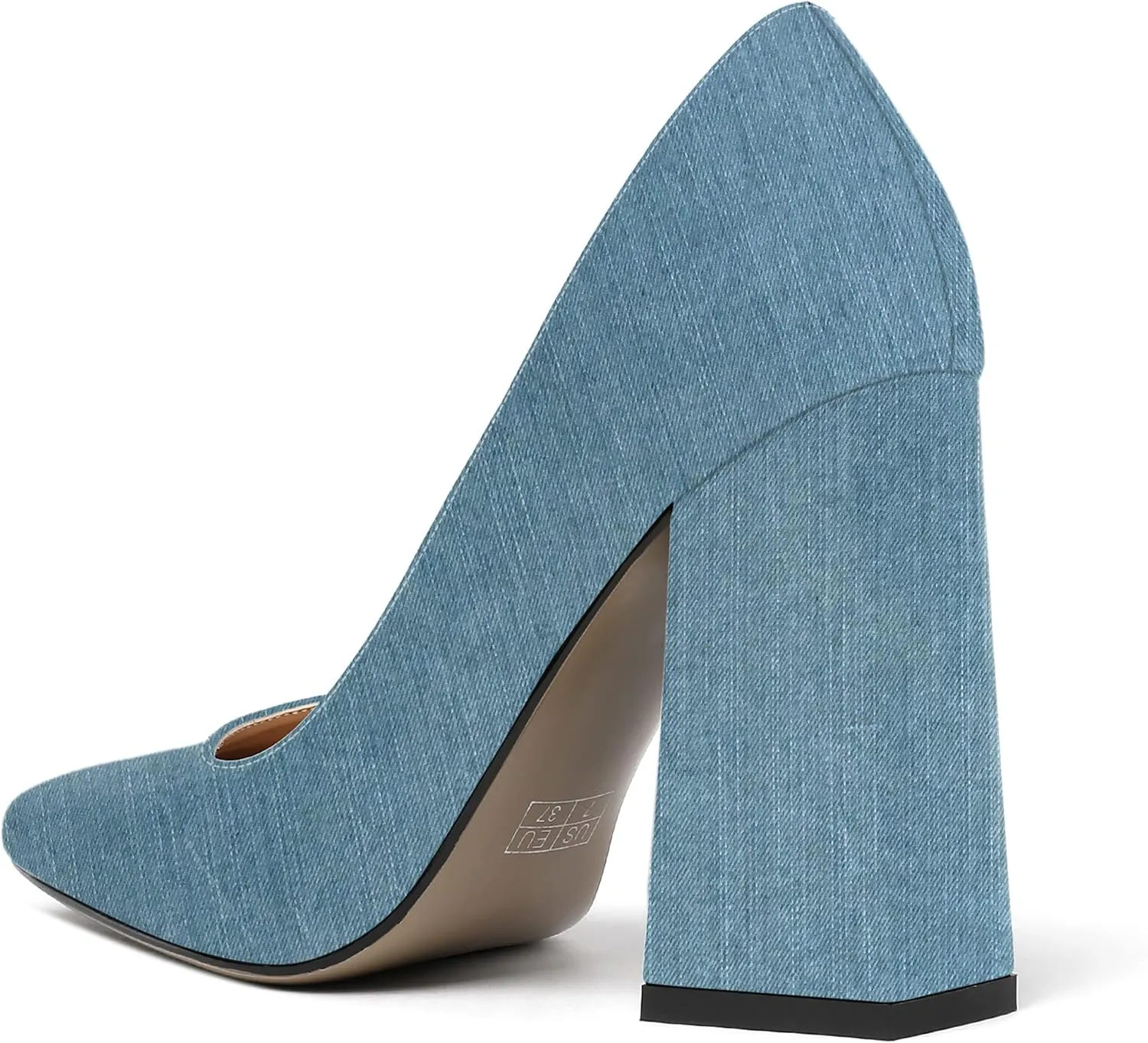 MERRORI Women's Patent Block Square Toe Solid Slip On Chunky High Heel Pumps Shoes 4 Inch