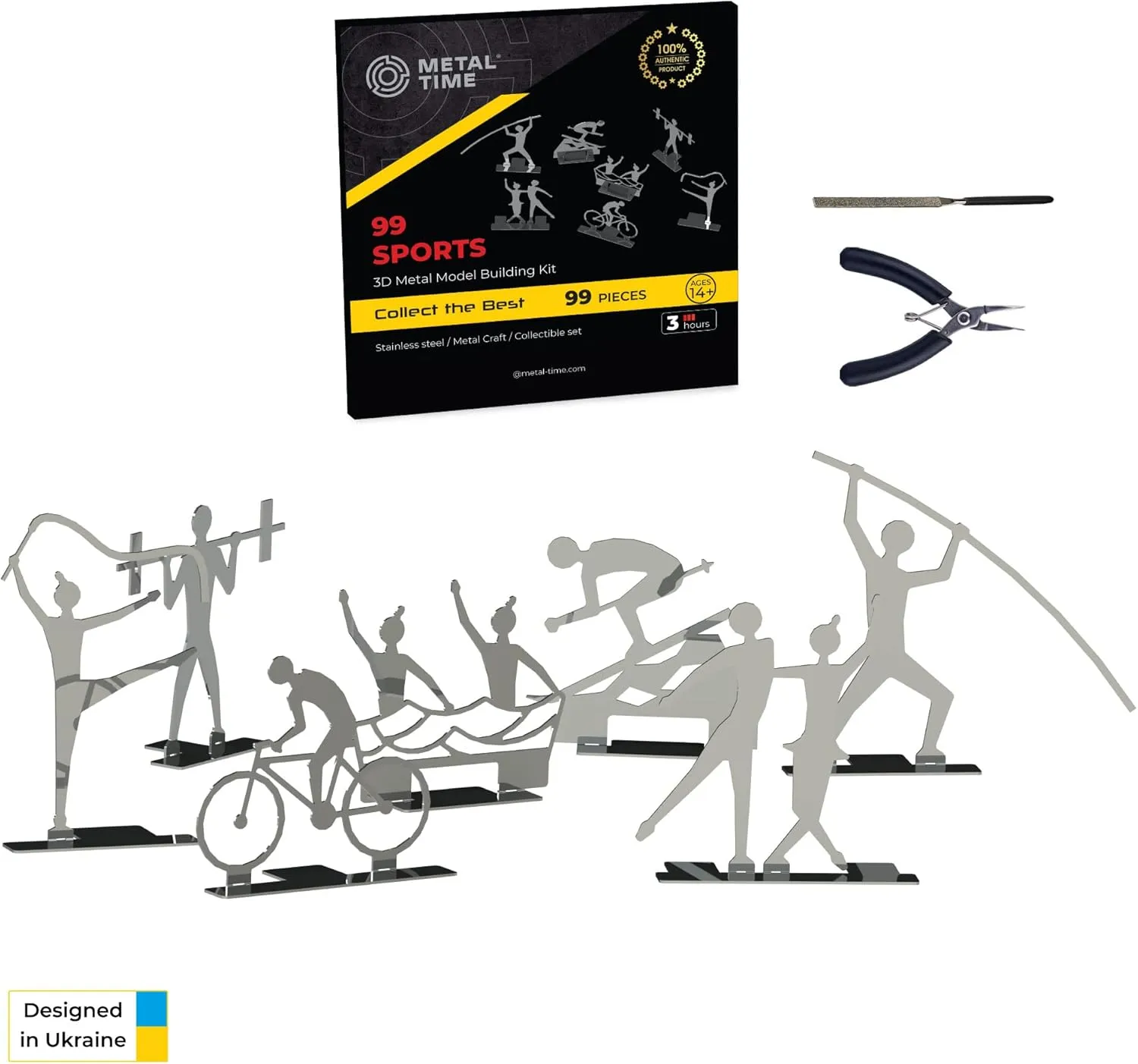 Metal Miniature Figures 99 Sports, Metal DIY Kit, Figurines Sports 99 Kind of Sports, Metal Action Figures Set for Sports Lovers and Collectors, Great Gift with Toolbox by Metal Time