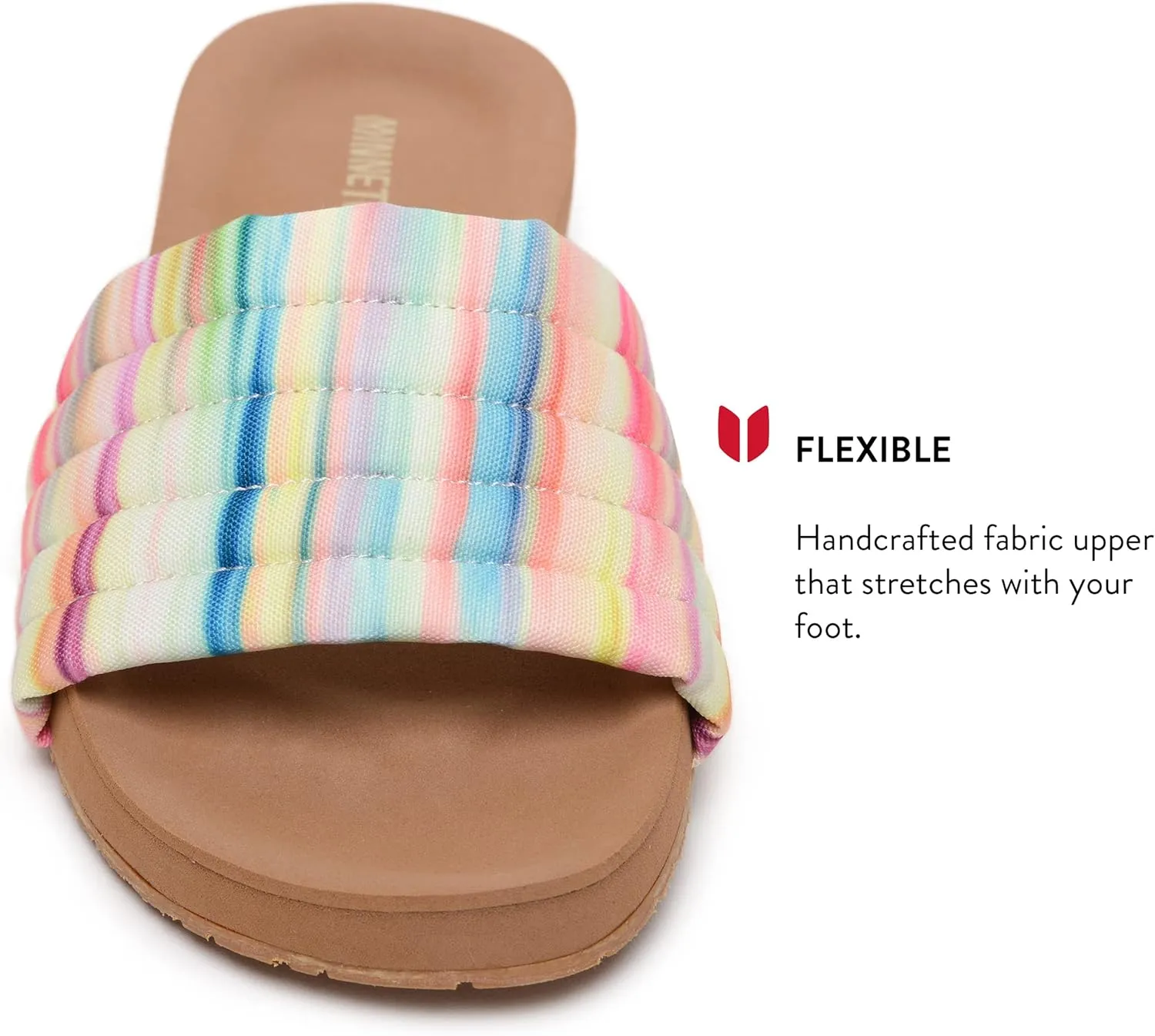 Minnetonka Heidi - Comfy Slides for Women Featuring Vibrant Fabric Print Design, Classic Slip-On Style, Contoured EVA Footbed, Rubber Outsole, and Fabric Upper