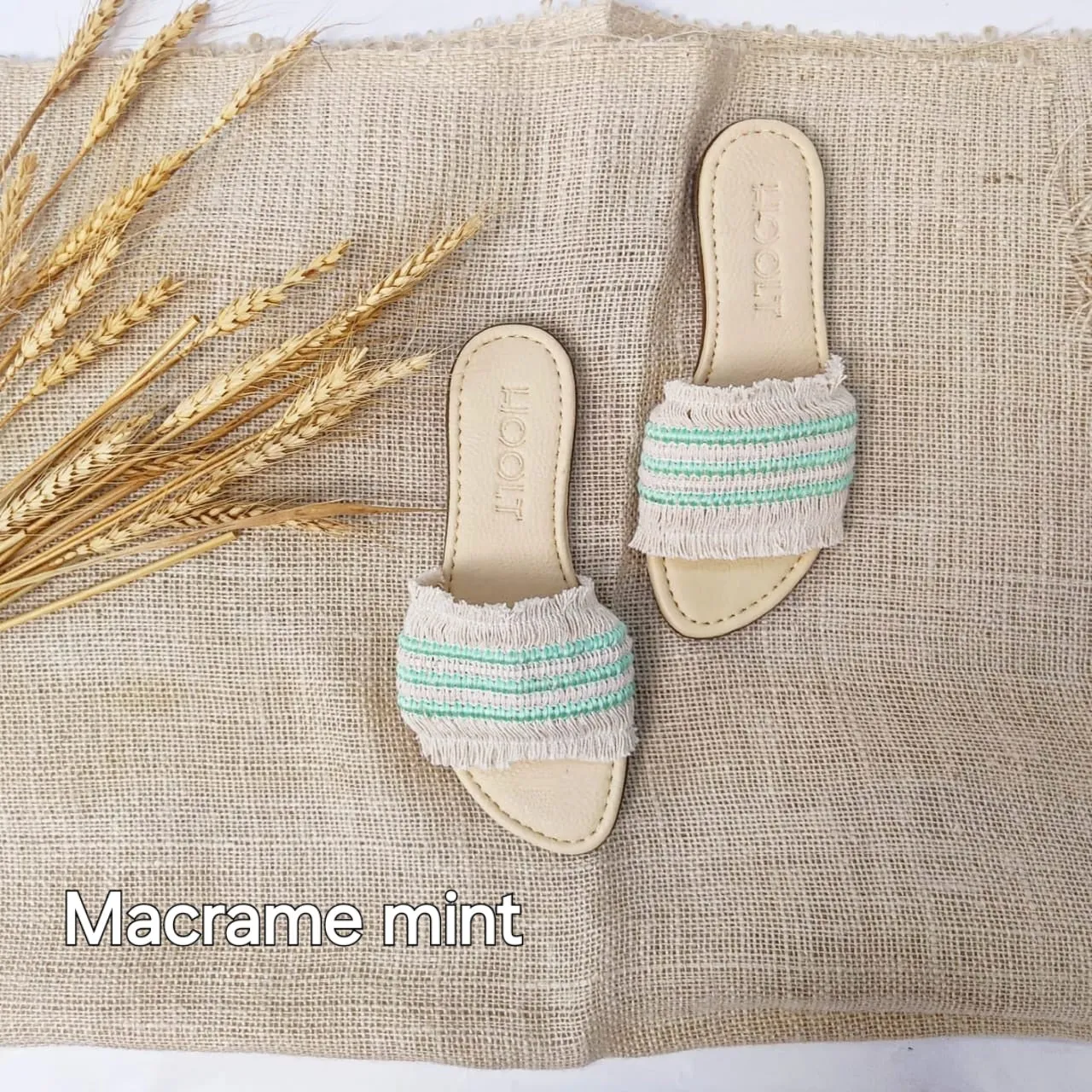 Mint Macrame Slippers