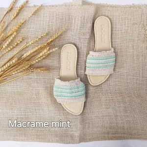 Mint Macrame Slippers