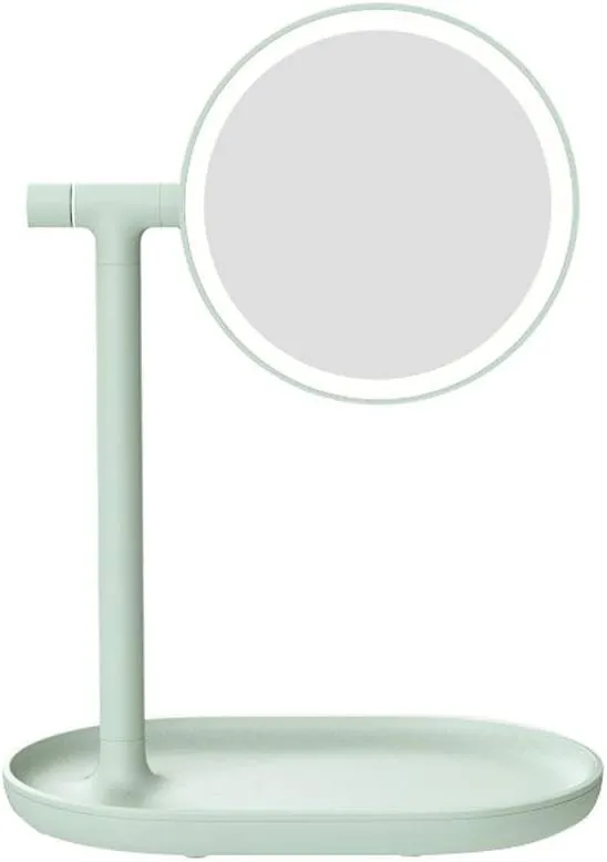 Mirrors Makeup Smart LED Charging Fill Light Flipping HD Desktop Double-Sided Makeup Tabletop (Color : Pink) (Color : Green)