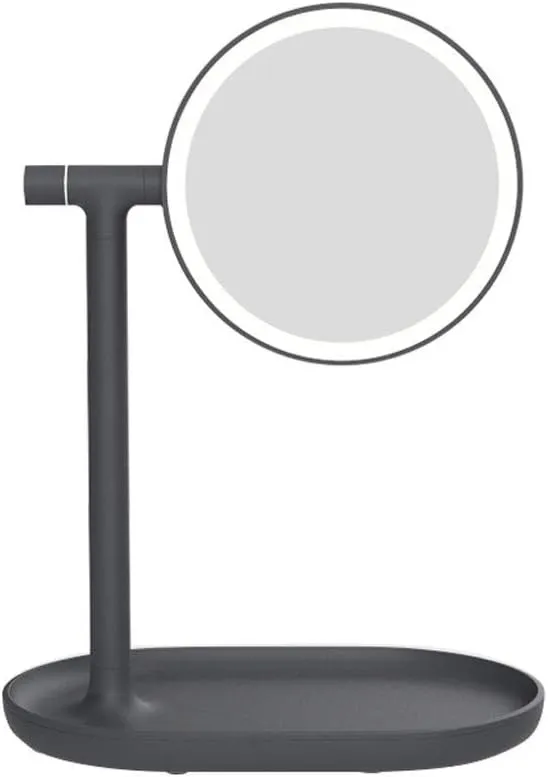 Mirrors Makeup Smart LED Charging Fill Light Flipping HD Desktop Double-Sided Makeup Tabletop (Color : Pink) (Color : Green)