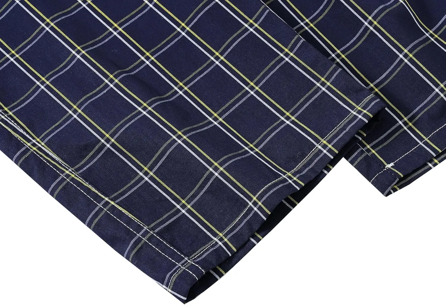 MoFiz Mens Pajama Bottoms Cotton 3 Pack Lounge Pants Set with Pockets Drawstring Plaid Pjs Bottoms Sleepwear with Button Fly