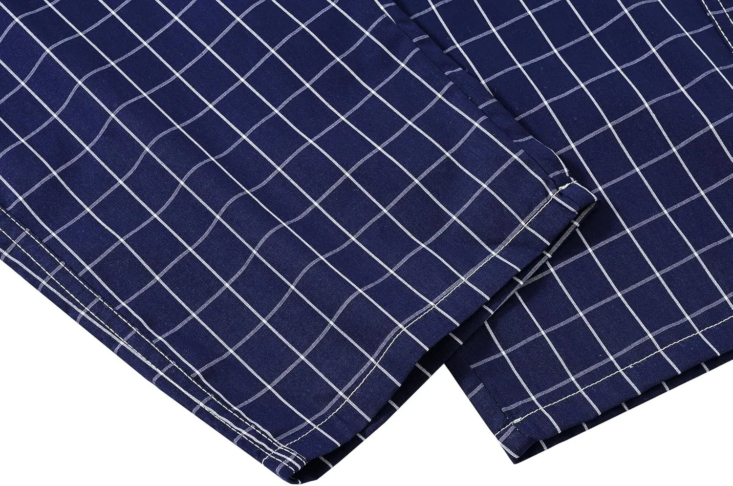 MoFiz Mens Pajama Bottoms Cotton 3 Pack Lounge Pants Set with Pockets Drawstring Plaid Pjs Bottoms Sleepwear with Button Fly