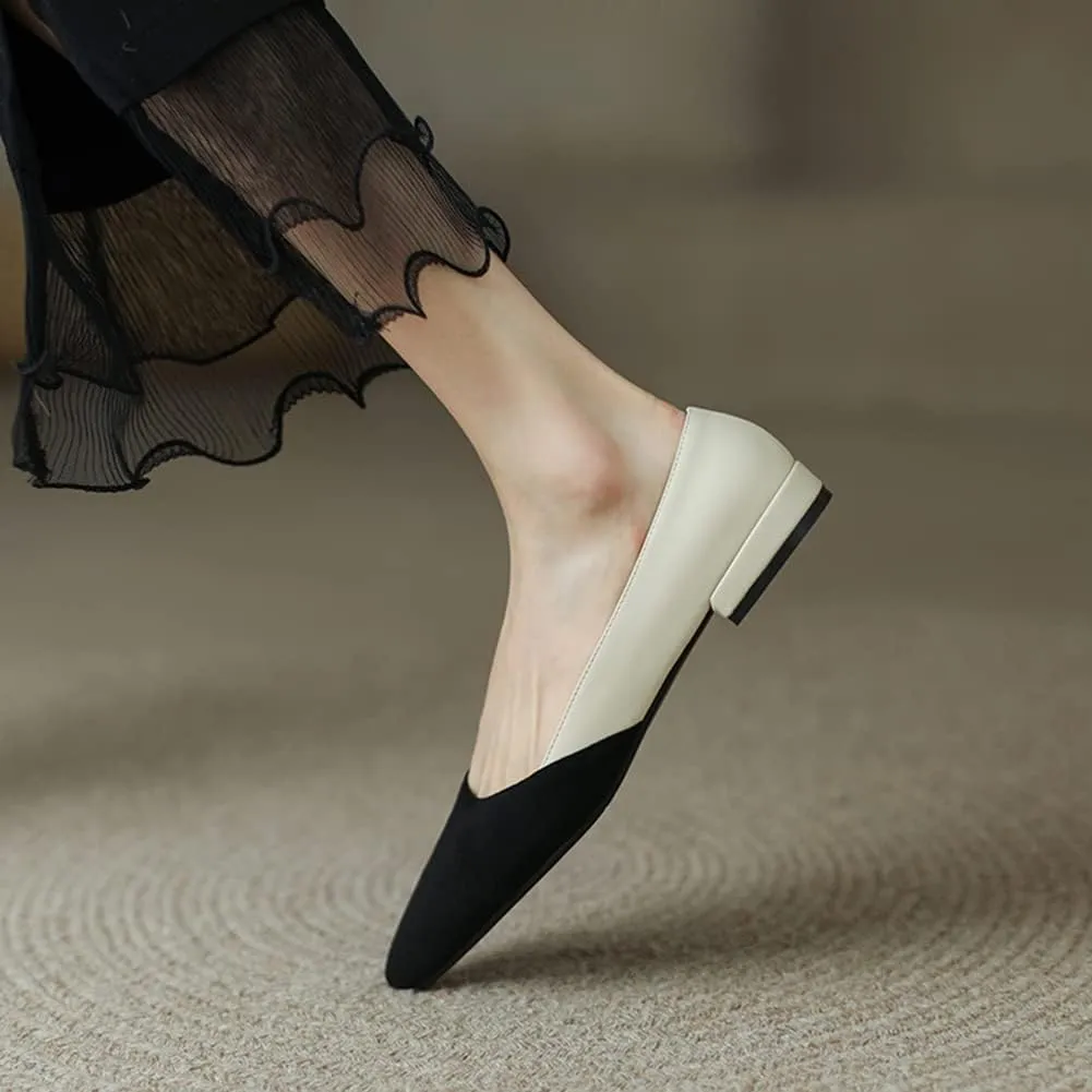 MRKEWUNEY Womens Comfortabl Pumps Block Mid Heels Slip on Court Shoes