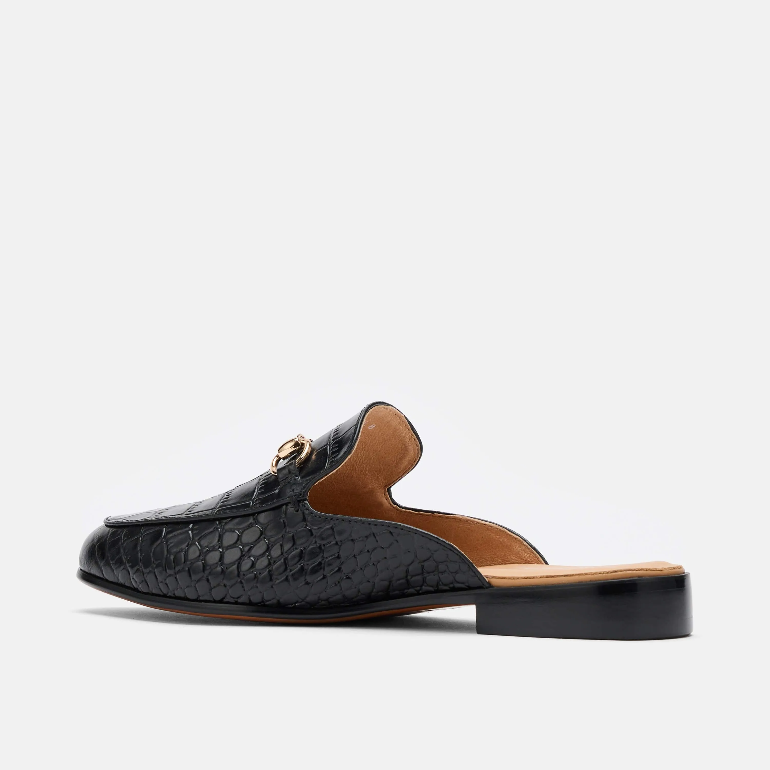 Ms. Del Sol Black Croc Loafer Mule