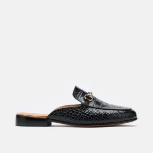 Ms. Del Sol Black Croc Loafer Mule