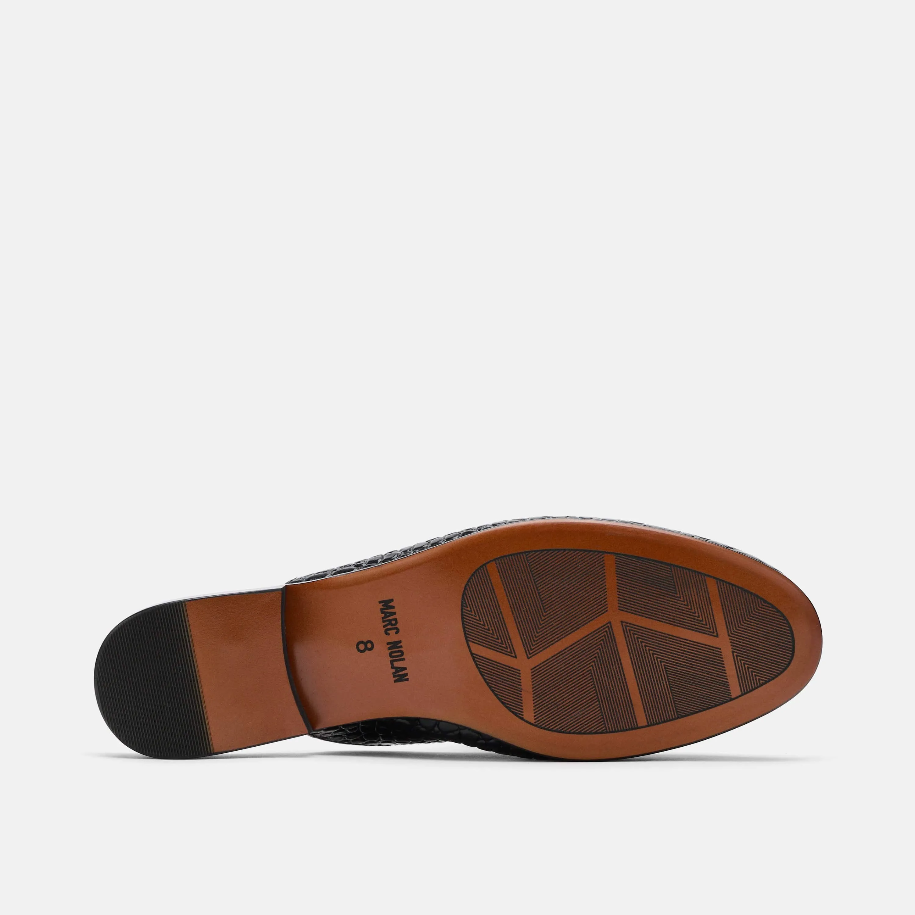 Ms. Del Sol Black Croc Loafer Mule