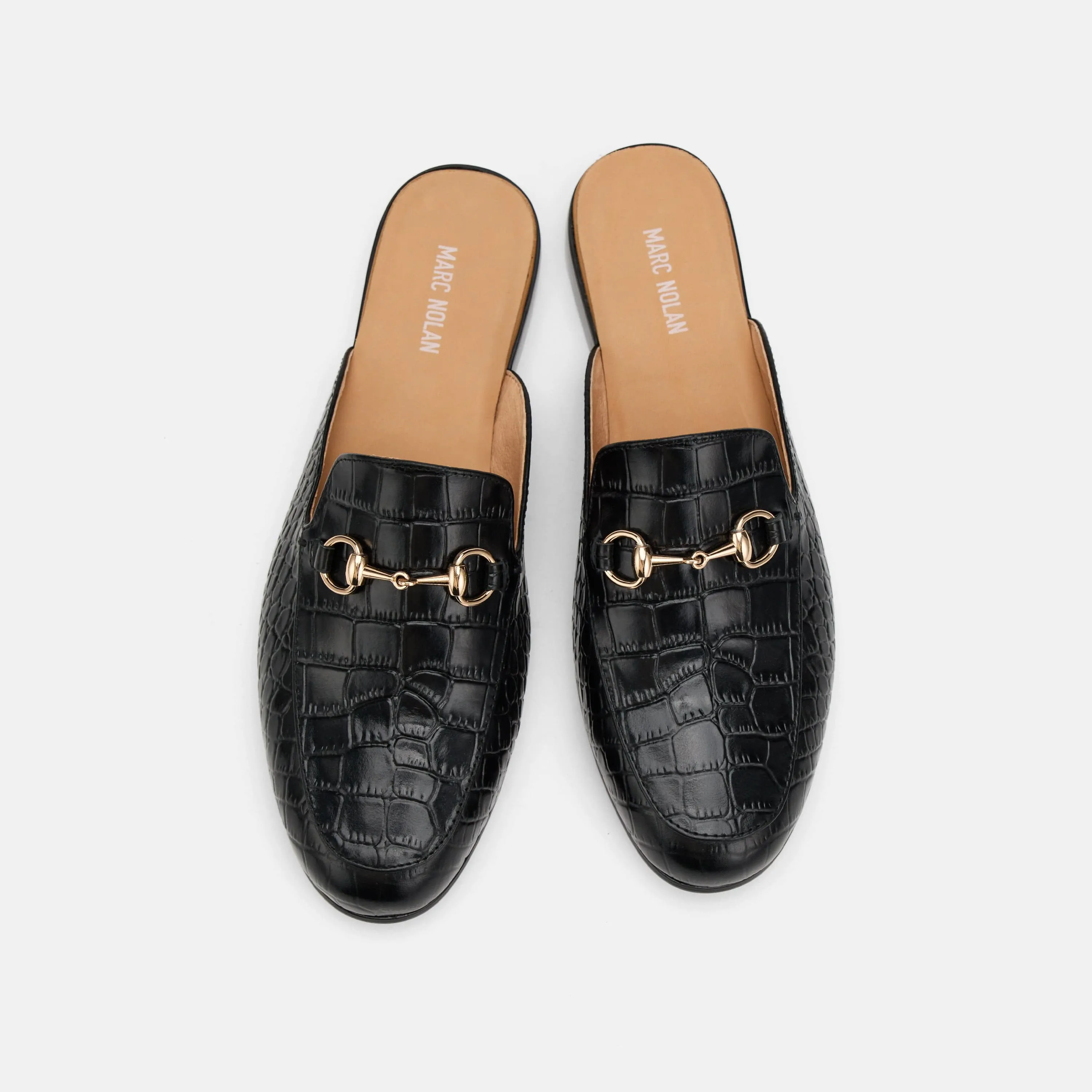 Ms. Del Sol Black Croc Loafer Mule