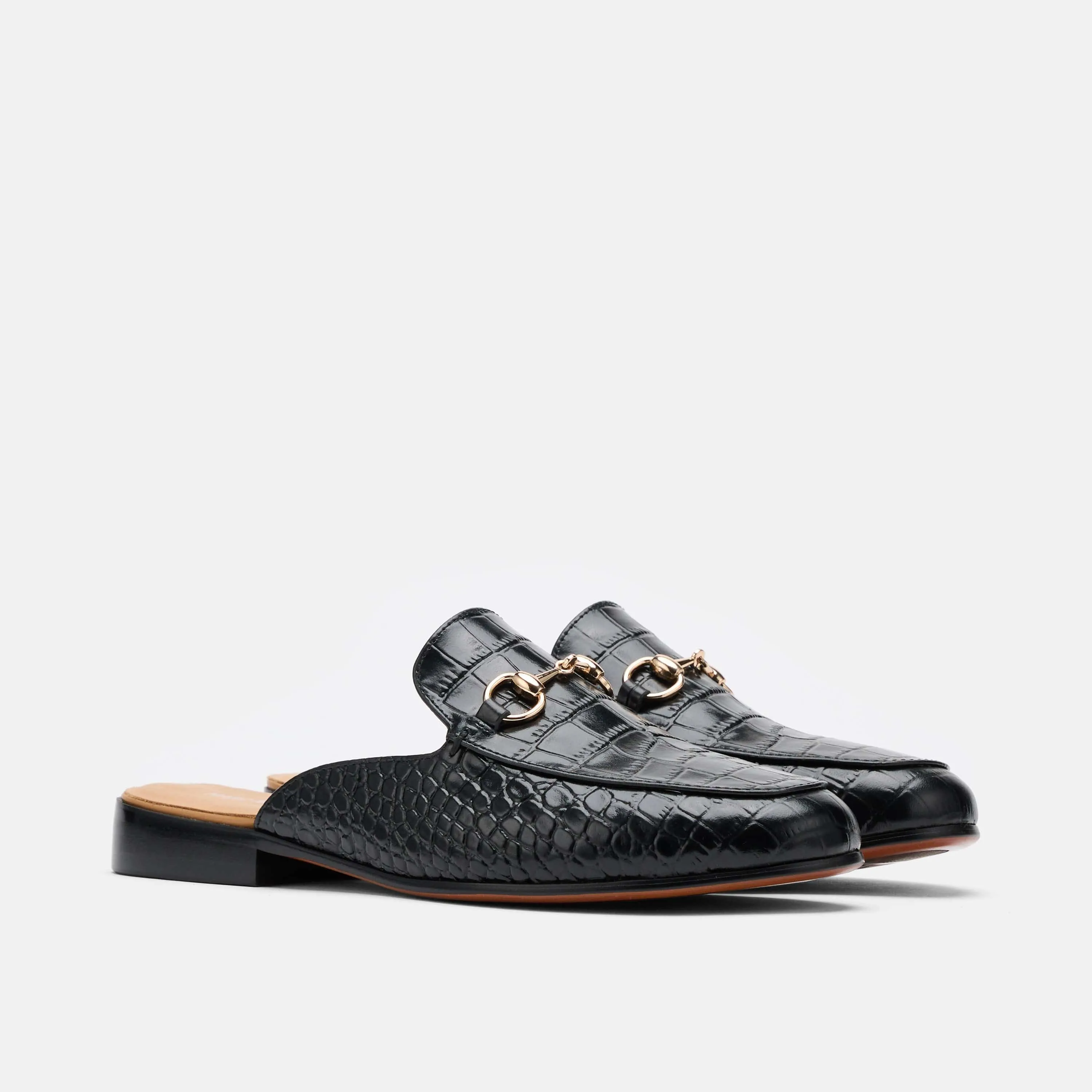Ms. Del Sol Black Croc Loafer Mule