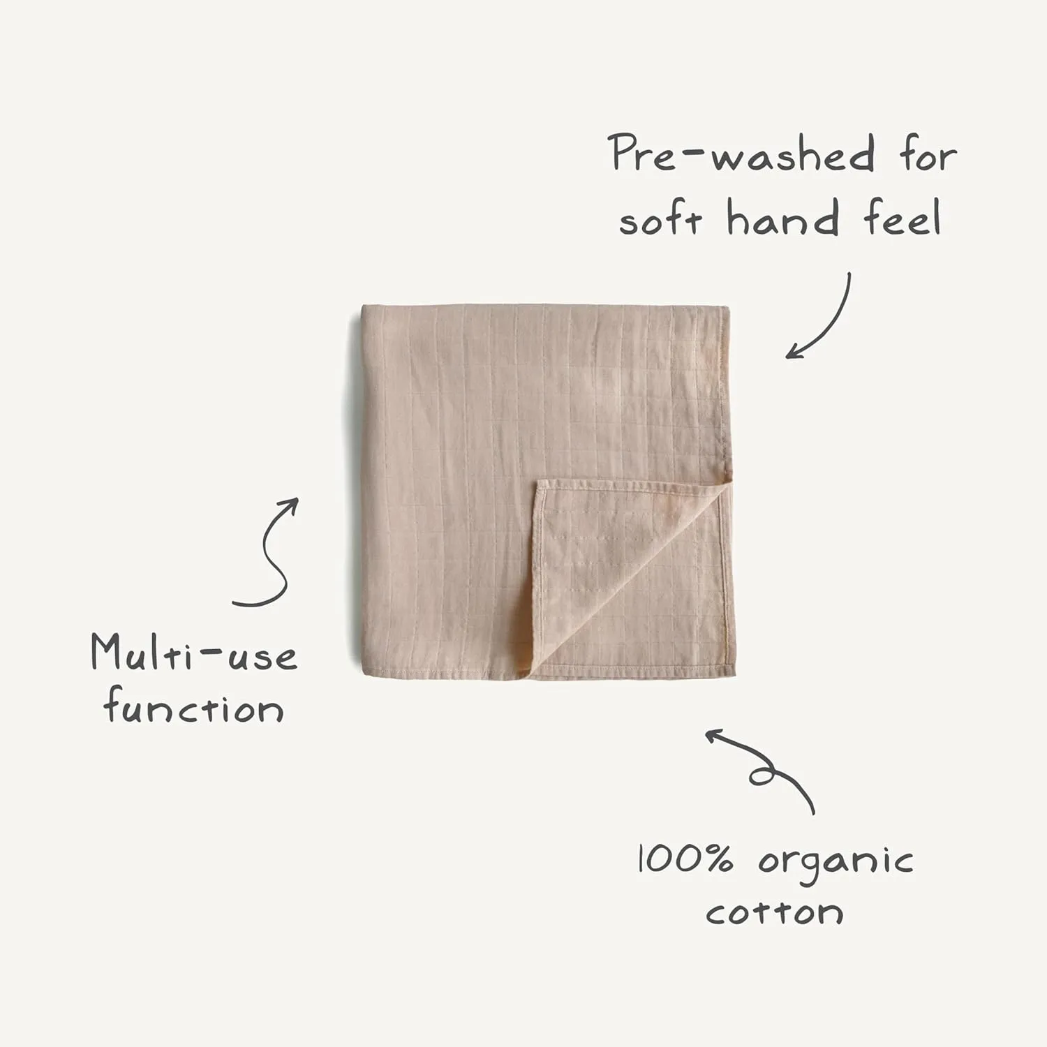 mushie Muslin Baby Swaddle Blanket | 100% Organic Cotton (Caramel Dots)