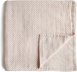 mushie Muslin Baby Swaddle Blanket | 100% Organic Cotton (Caramel Dots)