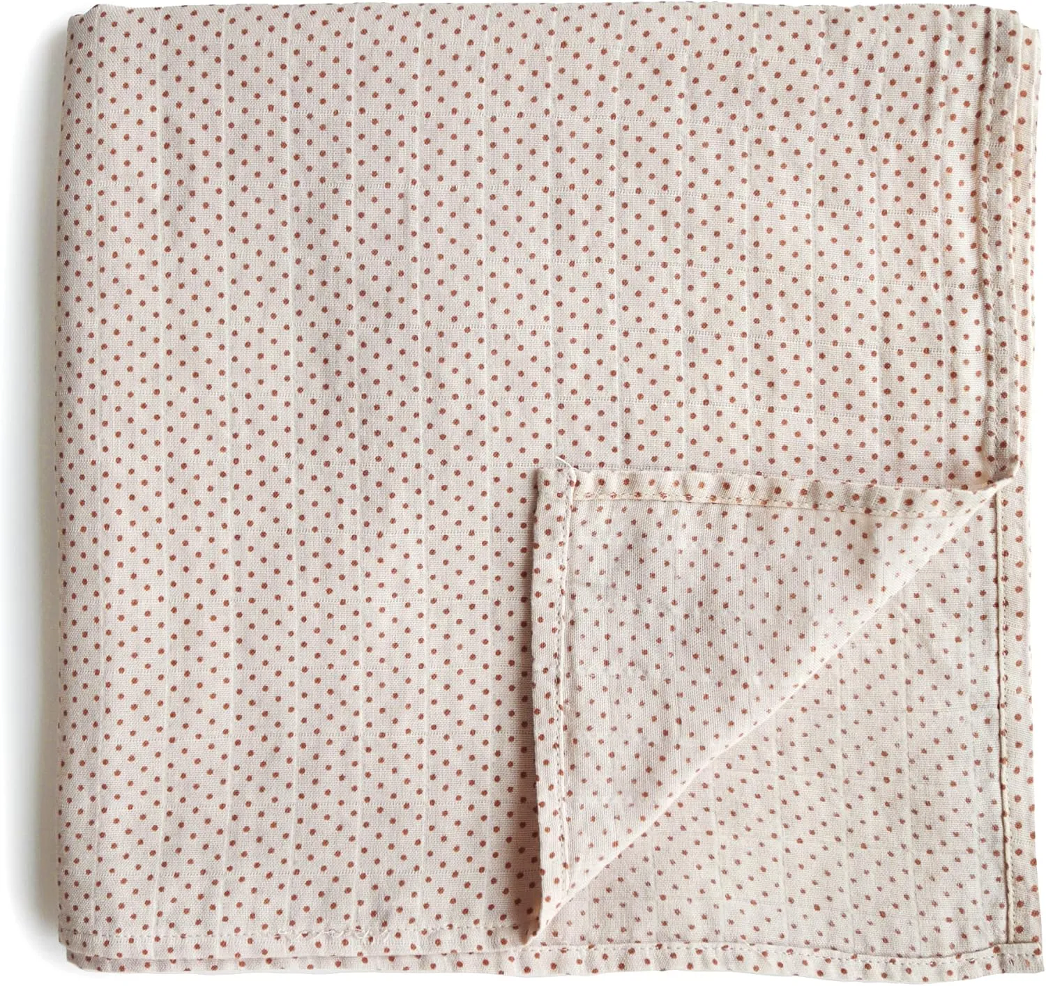 mushie Muslin Baby Swaddle Blanket | 100% Organic Cotton (Caramel Dots)