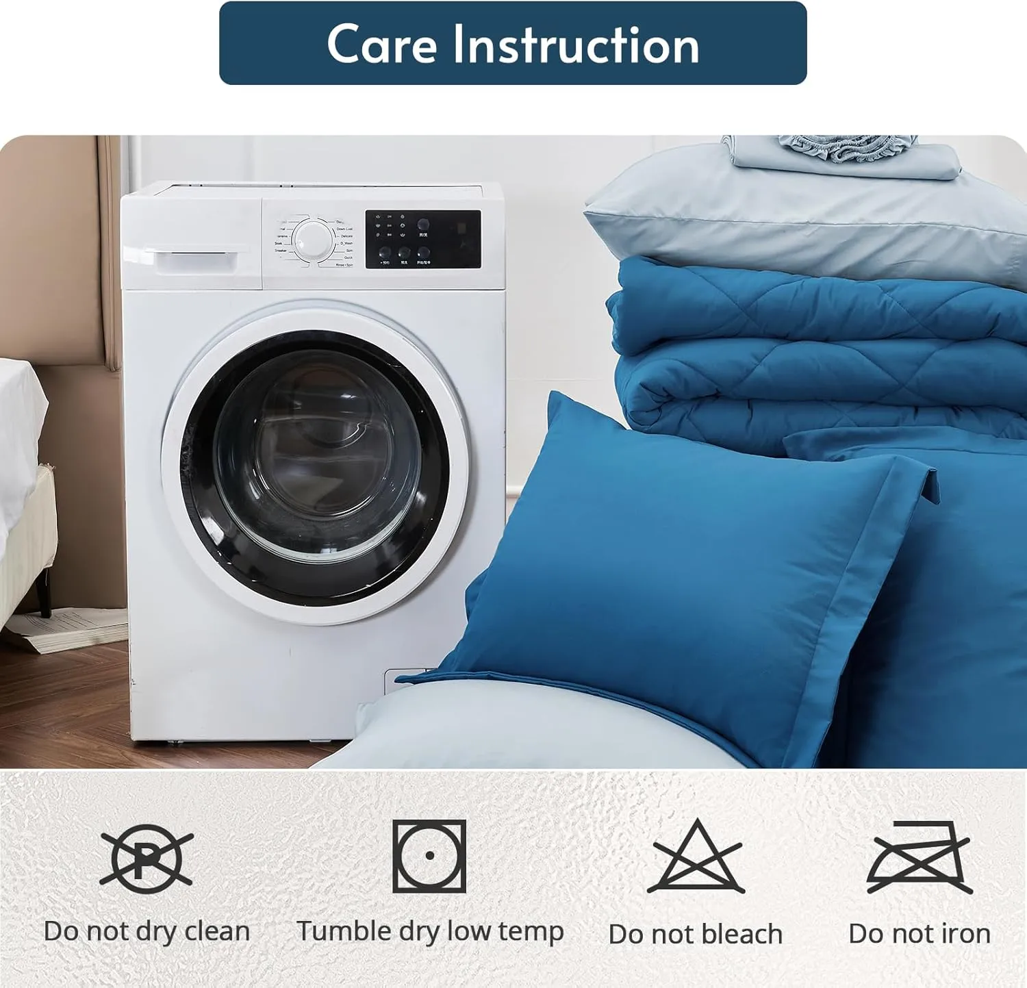 MUXHOMO Queen Comforter Set 7 Pieces, Reversible Bed in a Bag Queen Size, Bedding Set with Comforter, Flat Sheet, Fitted Sheet, Pillowcases & Shams, Bluish Green & Lake Blue