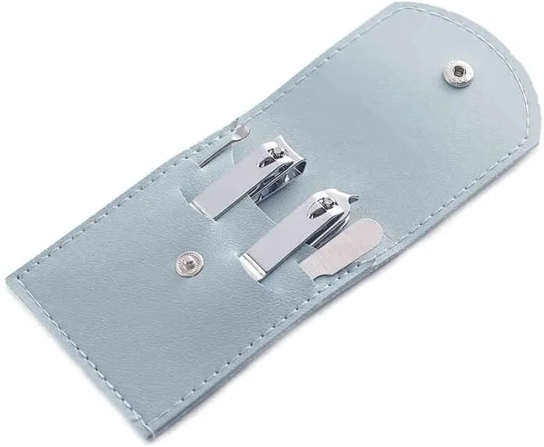 Nail Clippers Set Stainless Steel Nail Clippers Portable Nail Clippers Nail File Tool Mini Travel Household 4 Pieces Blue Beauty Tool Portable Set