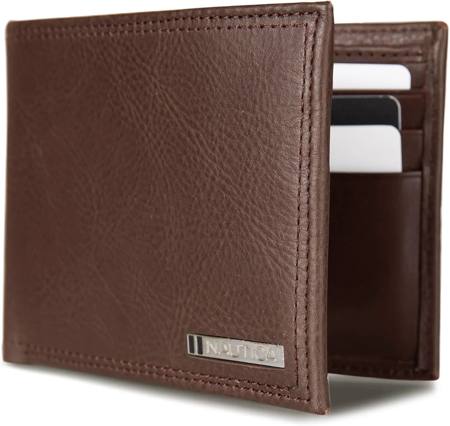 Nautica Men's Bifold Leather Wallet | RFID Blocking | ID Window | Card Slots | Organization | Durable | Stylish