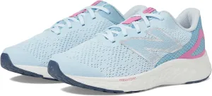New Balance KIds Arishi Fresh Foam v4 Sneaker, QUARRY BLUE/REAL PINK/CHROME BLUE, 5 XW Big Kid (8-12 Years)