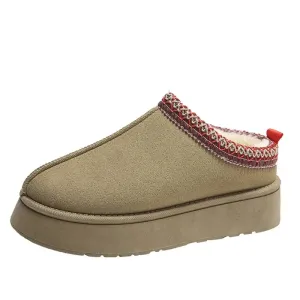 New Winter Retro Women's Suede Leather Loafer Boots
