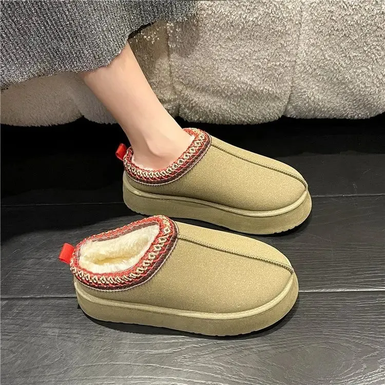 New Winter Retro Women's Suede Leather Loafer Boots